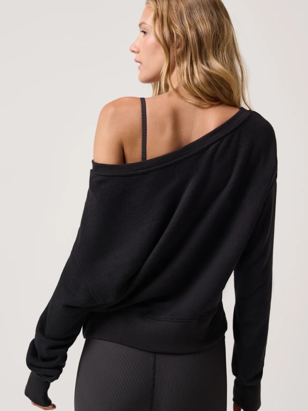 Spiritual Gangster La Vida Off Shoulder Sweatshirt size Large Black